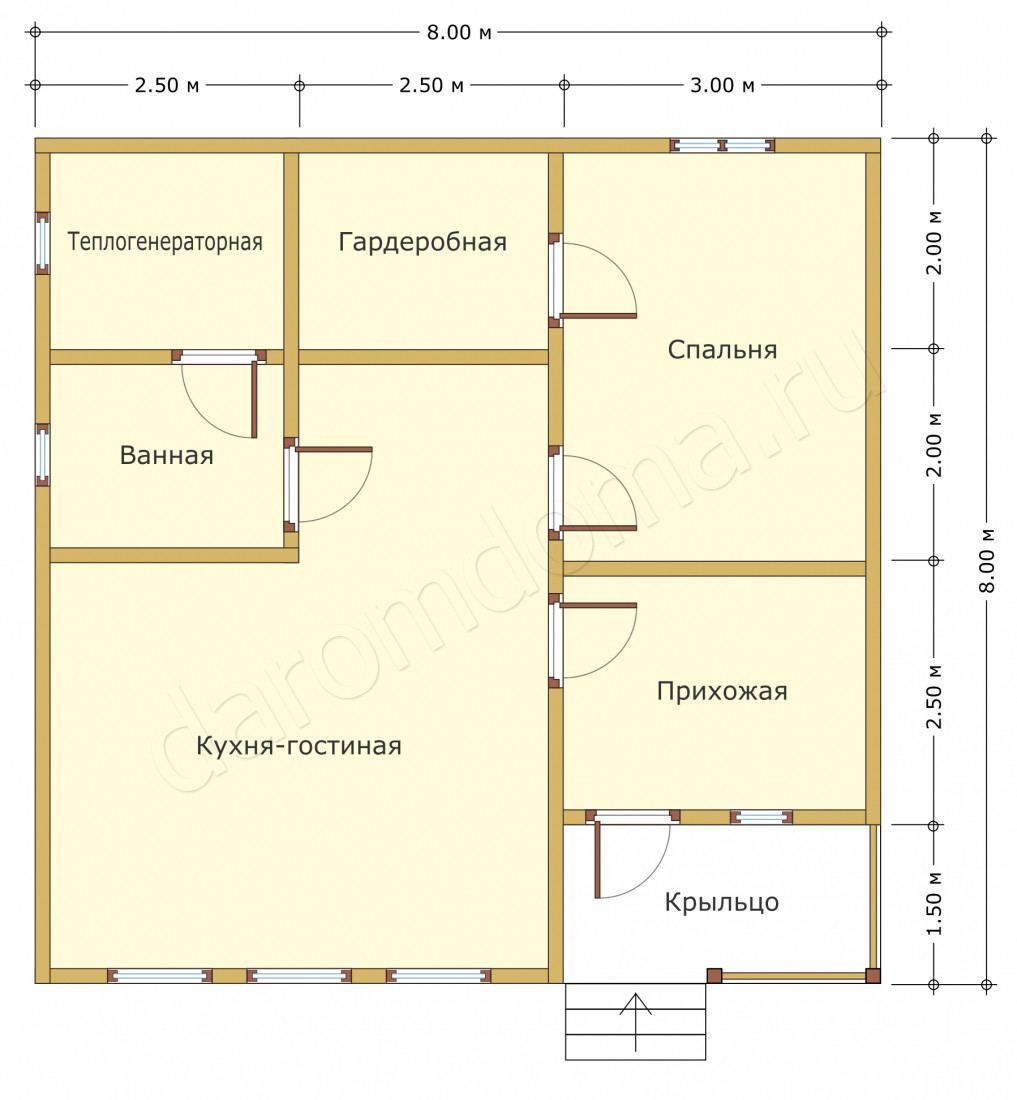 Планировка дома 8х8 м Планировка дома 8х8 м